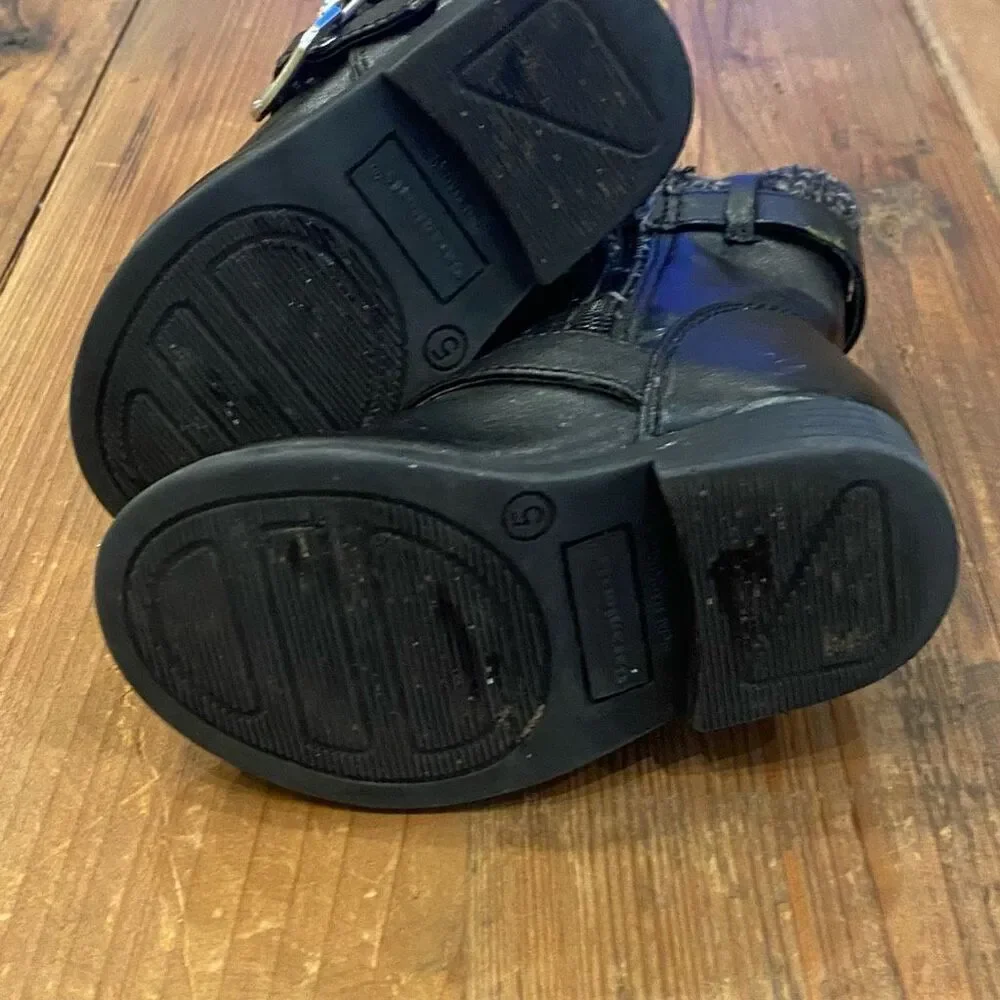 Garanimals Black Fashion Boots Side Zipper Knit Upper Buckle Accents Toddler Siz